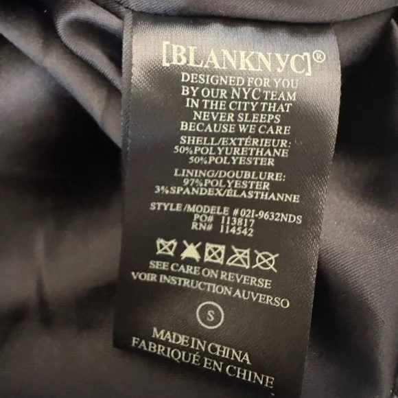 BLANK NYC Moto Jacket Vegan Leather Matte Black Onyx Women’s Size XS Small NEW - Picture 10 of 15